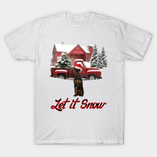 Miniature Pinscher Let It Snow Tree Farm Red Truck Christmas T-Shirt